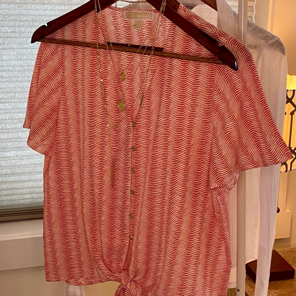 Michael/Michael Kors Coral & White Blouse 🏖🌊☀️